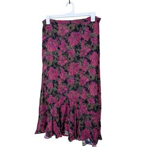 Vintage Sarah Arizona Reversible Floral Maxi Skirt Black Purple Women's Size L